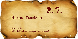 Miksa Tamás névjegykártya